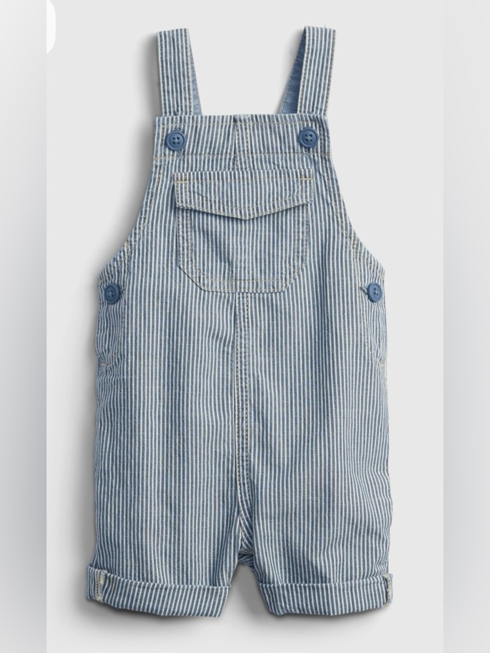 Baby Gap Blue White Striped Seersucker Shortalls Romper Overalls 3-6M